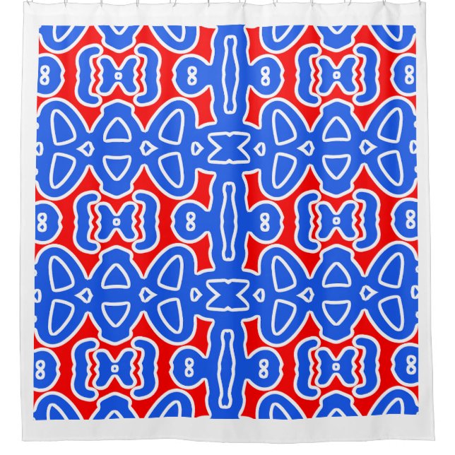 Ein elegantes, nahtlos blaues klassisches Design Duschvorhang (Vorderseite)