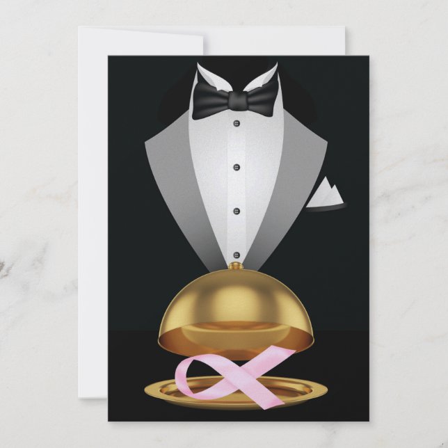 Ein elegantes, rosafarbenes Krebsereignis Einladung (Vorderseite)