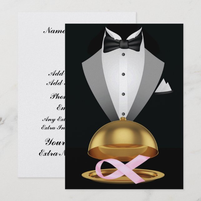 Ein elegantes, rosafarbenes Krebsereignis Einladung (Vorne/Hinten)