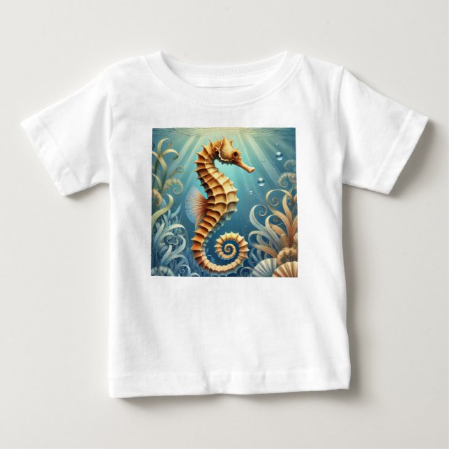 Ein elegantes Seepferd, das unter Wasser schwimmt Baby T-shirt (Vorderseite)