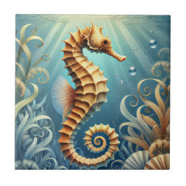 Ein elegantes Seepferd, das unter Wasser schwimmt Fliese