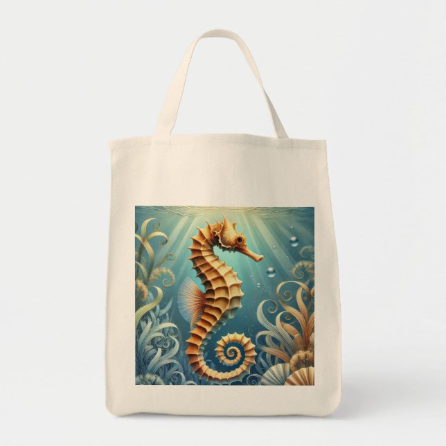Ein elegantes Seepferd, das unter Wasser schwimmt Tragetasche (Vorne)