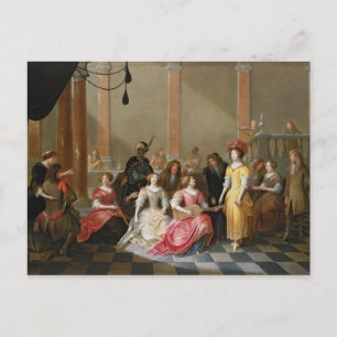 Ein elegantes Unternehmen bei Musik vor einem Bank Postkarte