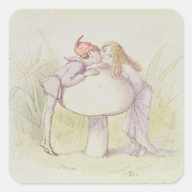 Ein Elf und eine Fairy Quadratischer Aufkleber (Vorderseite)