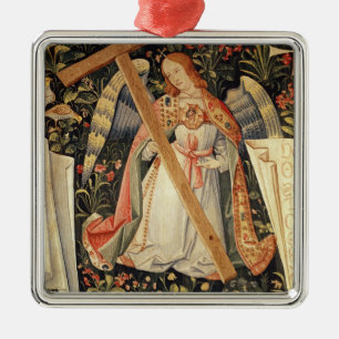 Ein Engel, der das Kreuz trägt Silbernes Ornament