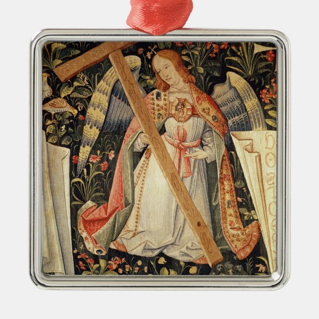 Ein Engel, der das Kreuz trägt Silbernes Ornament (Vorne)