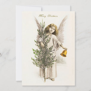 Ein Engel, der einen Vintagen Weihnachtsfeiertag h Feiertagskarte