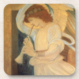 Ein Engel, der Flageolet von Burne Jones spielt Getränkeuntersetzer