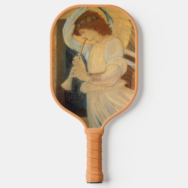 Ein Engel, der Flageolet von Burne Jones spielt Pickleball Schläger (Vorderseite)