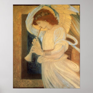 Ein Engel, der Flageolet von Burne Jones spielt Poster