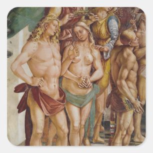 Ein Engel gekröntes Paar, Details Quadratischer Aufkleber