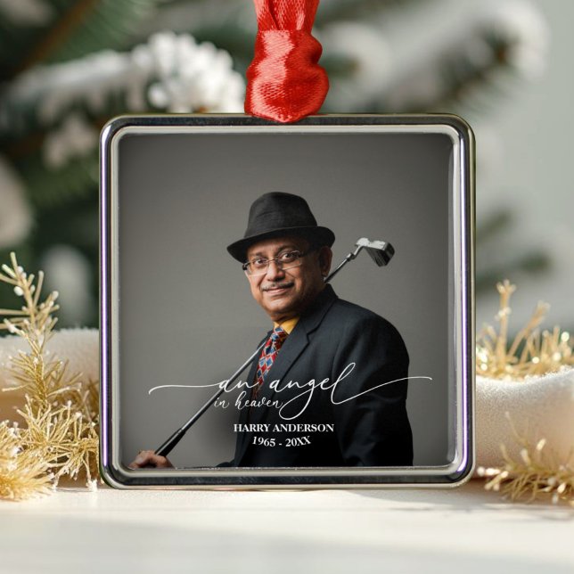 Ein Engel im himmelblauen und weißen Foto Ornament Aus Metall (Von Creator hochgeladen)