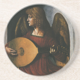 Ein Engel in Rot mit Lute von Leonardo da Vinci Getränkeuntersetzer