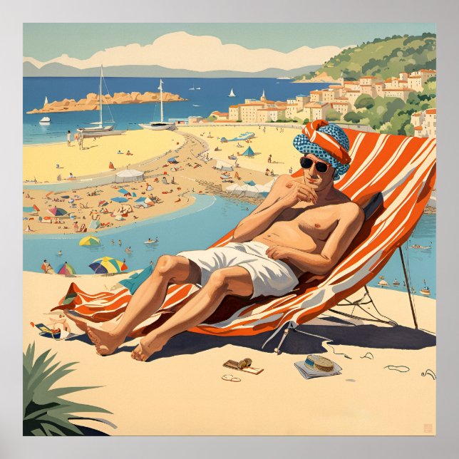 Ein Engländer Sonnenbaden Print Poster (Vorne)