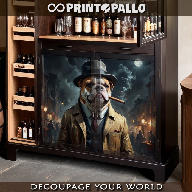 Ein englischer Bulldog ist ein Detektiv in Los Ang Seidenpapier (Von Creator hochgeladen)