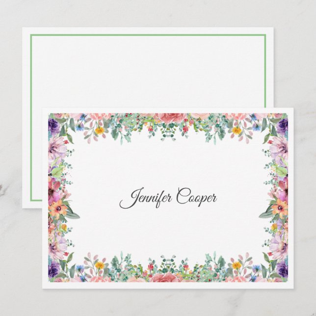 Ein englischer Garten Bouquet Individuelle Name Mitteilungskarte (Vorne/Hinten)