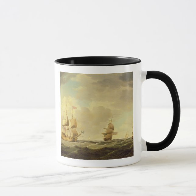 Ein englisches Flaggschiff unter einfachem Segel Tasse (Rechts)