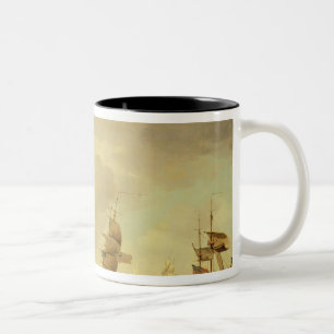 Ein englisches Flaggschiff unter einfachem Segel Zweifarbige Tasse