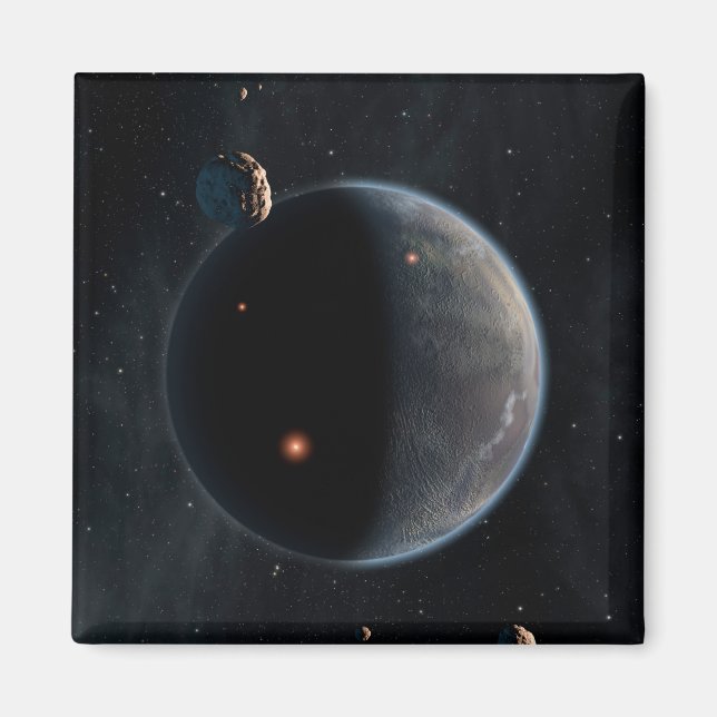 Ein erdähnlicher Planet, reich an Kohlenstoff und  Magnet (Vorne)