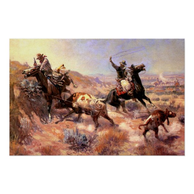 Ein ernstes Dilemma von Charles M. Russell Poster (Vorderseite)