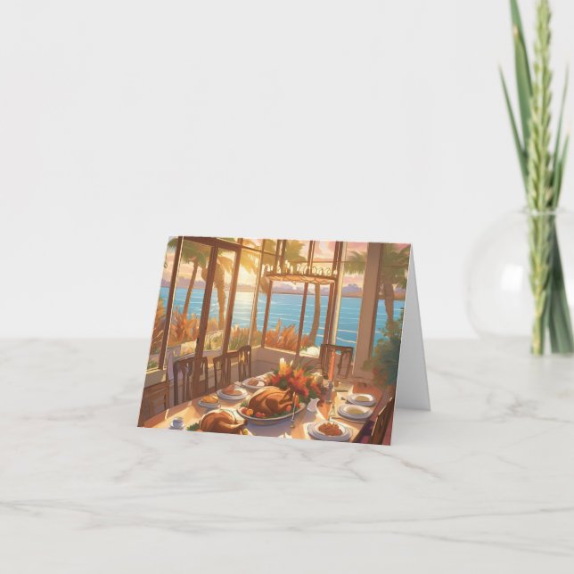 Ein Erntedank in tropischer Umgebung Dankeskarte (Vorderseite)