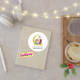 Ein Erretter ist Geboren frohe Weihnachtskrippe Runder Aufkleber