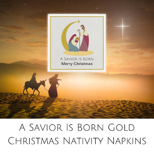 Ein Erretter ist Geboren Gold frohe Weihnachtskrip Serviette