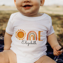 Ein erster Geburtstag Name Boho Rainbow und Sun Baby Strampler