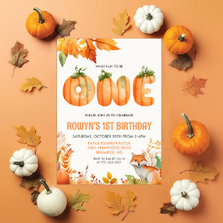 Ein erster Geburtstag Pumpkin Einladung