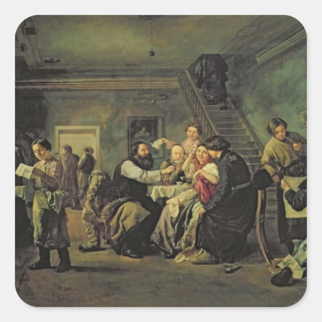 Ein Esshaus, 1859 Quadratischer Aufkleber (Vorderseite)
