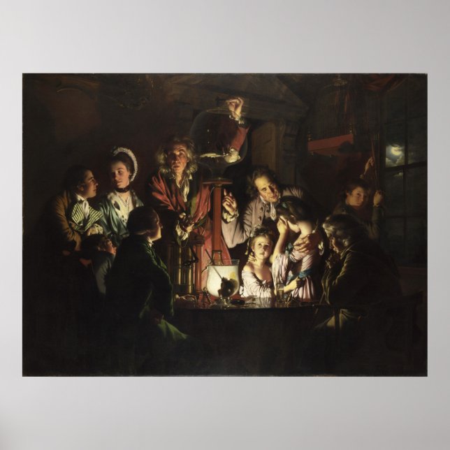 Ein Experiment an einem Vogel in einer Luftpumpe v Poster (Vorne)