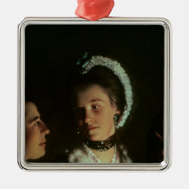 Ein Experiment auf einem Vogel in der Luftpumpe, Ornament Aus Metall (Vorne)