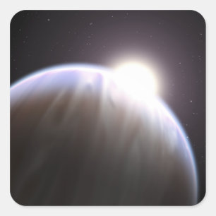 Ein extrasolarer Planet mit seinem Mutterstar Quadratischer Aufkleber