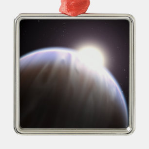 Ein extrasolarer Planet mit seinem Mutterstar Silbernes Ornament