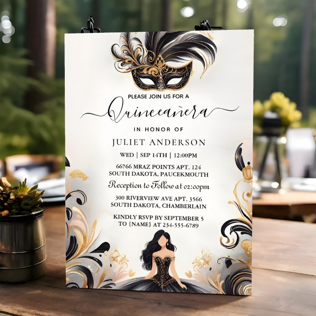Ein Extravaganter Prom Masquerade Ball Quinceanera Einladung (Von Creator hochgeladen)