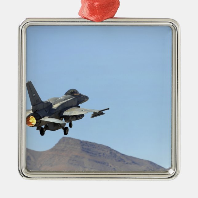 Ein F-16E aus den Vereinigten Arabischen Emiraten Silbernes Ornament (Vorne)