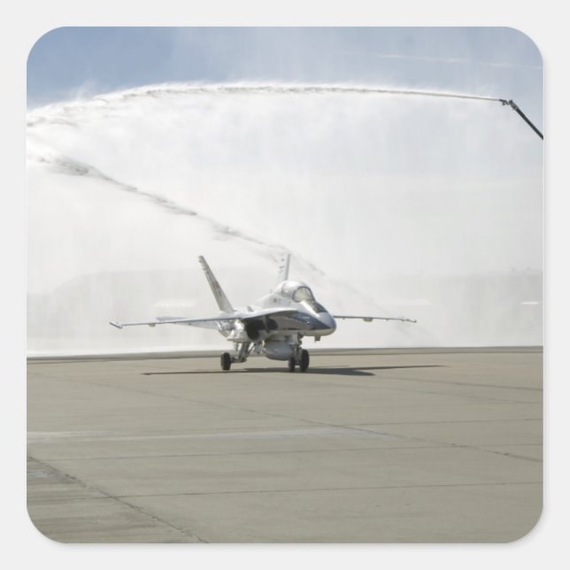 Ein F-18-Flugzeug Quadratischer Aufkleber (Vorderseite)