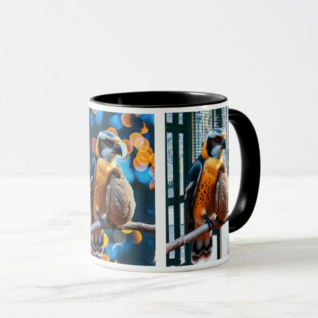 Ein Falke, der von den Raubtieren abstammt, setzt  Tasse (VorderseiteRechts)