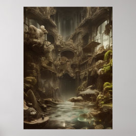 Ein fantastischer alter und verlassener Pool Poster