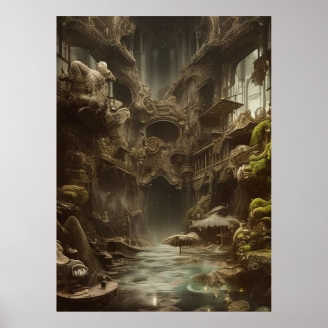 Ein fantastischer alter und verlassener Pool Poster (Vorne)