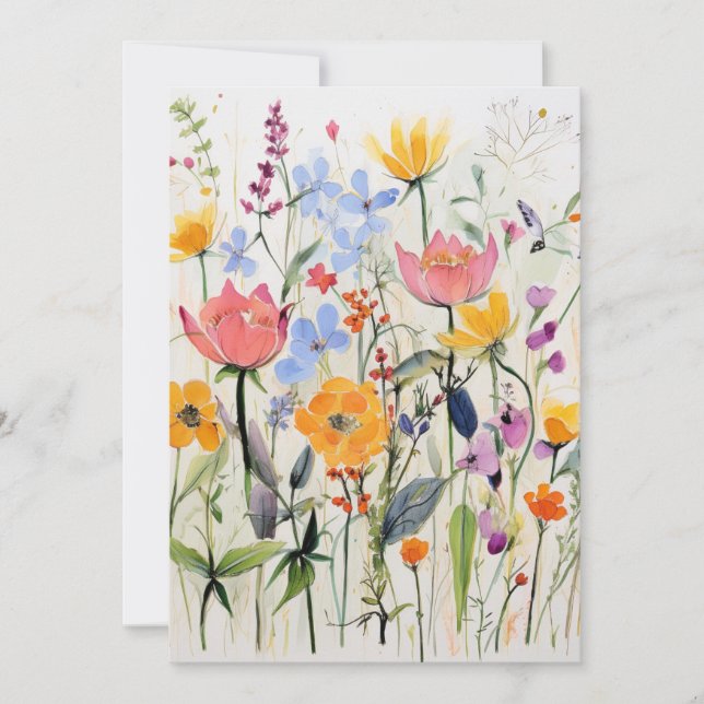 Ein fantastisches Blumendesign, wilde Blumen  Einladung (Vorderseite)