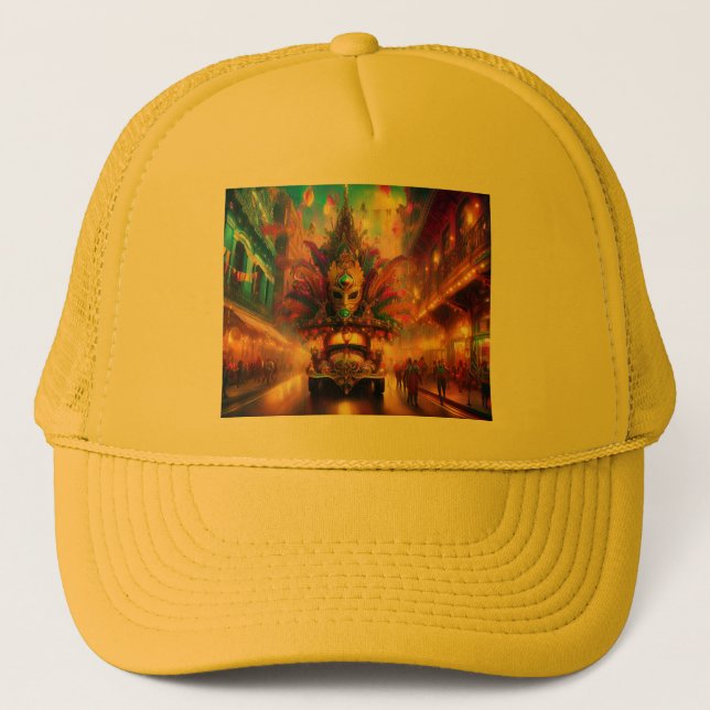Ein Fantasy-Blick auf eine Mardi Gras Parade Truckerkappe (Vorderseite)