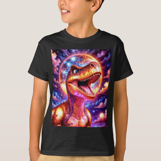 Ein farbenfroher, bezauberndes Dino T-Shirt (Vorderseite)