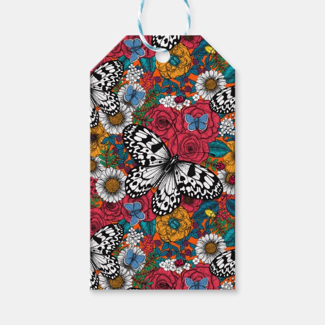 Ein farbenfroher Garten Geschenkanhänger (Vorderseite)