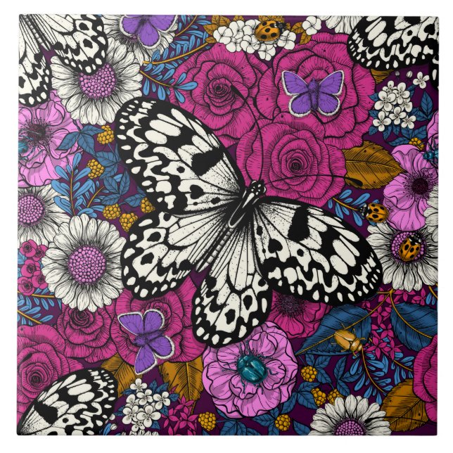 Ein farbenfroher Garten II Fliese (Vorderseite)