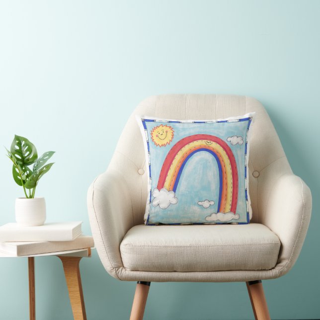 Ein farbenfroher Regenbogen Kissen (Stuhl )