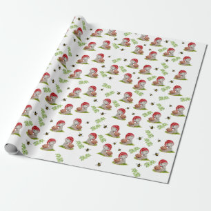 Ein farbenfroher Wald fliegt und eine Schnecke als Geschenkpapier