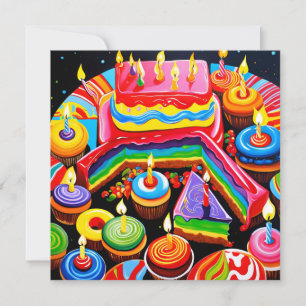 Ein farbiger Geburtstag Einladung