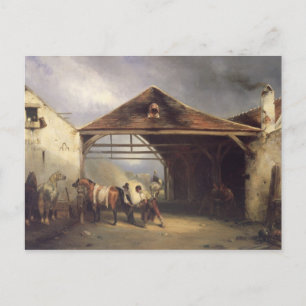 Ein Farrier, der ein Pferd zeigt Postkarte