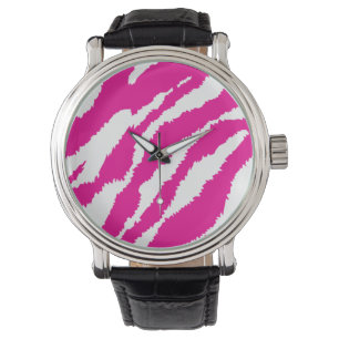 Ein faszinierendes Blumenmuster in Rosa und Weiß, Armbanduhr